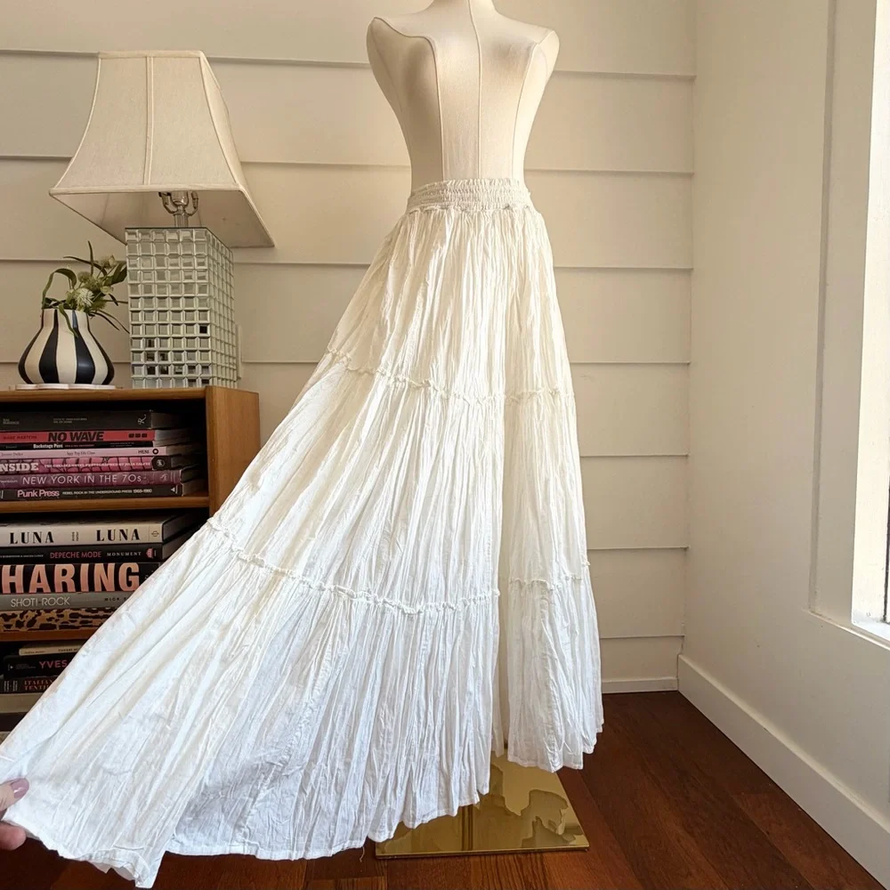 Lucky Brand White Cotton Maxi Skirt Broomstick Maxi size S - Picture 4 of 10